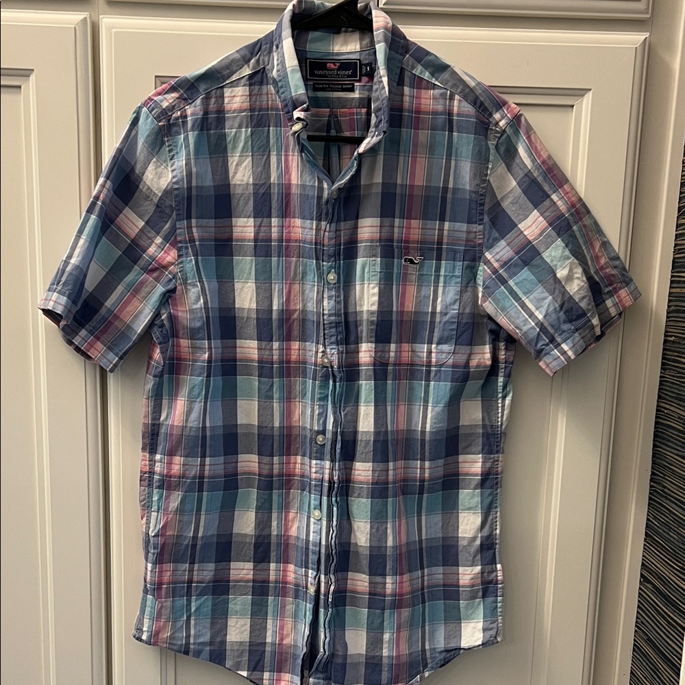 Vineyard Vines Men's Plaid Button-Down Shirt - Blue and Pink